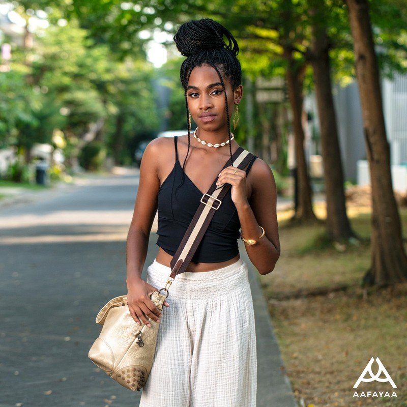 AAFAYAA Adjustable shoulder strap for bag (brown & beige)