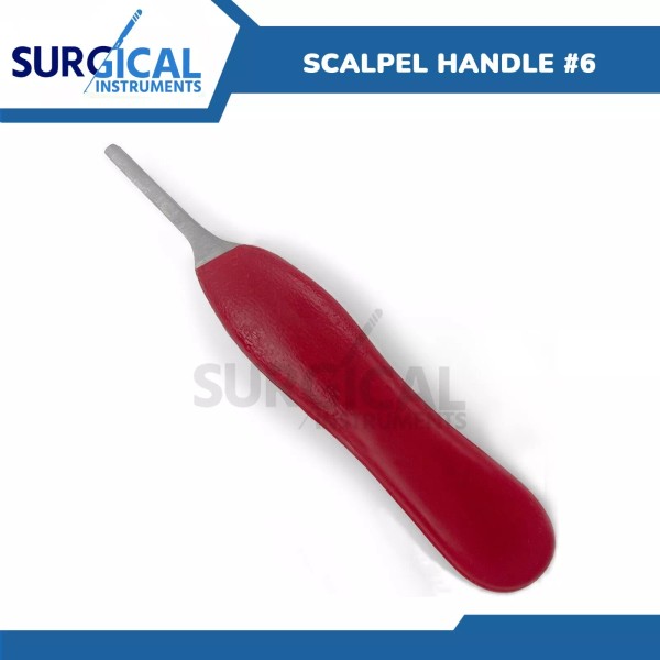 Surginstruments Scalpel Handle #6 Surgical Dermal Podiatry Instrument with Red