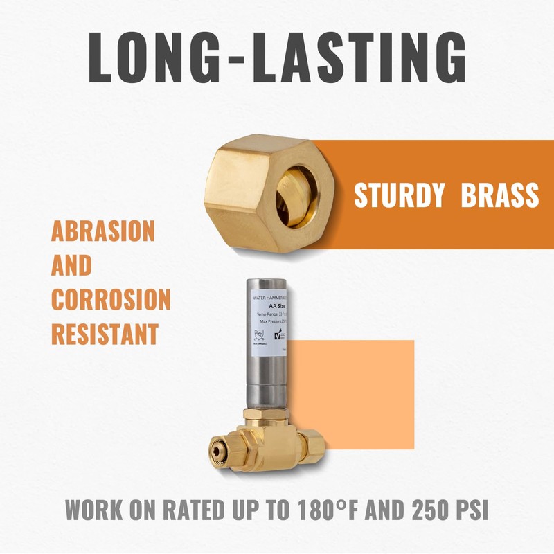 SUNGATOR 3/8" Water Hammer Arrestor, 3/8 Inch Male Comp. ×