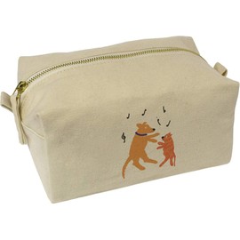 'Dancing Dog and Cat' Canvas Wash Bag/Makeup Case (CS00042565)