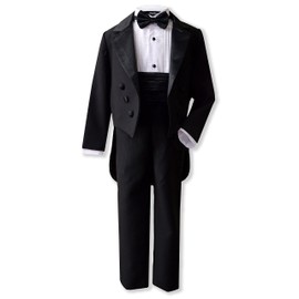 Boy's Formal Tuxedo Suit Set with Tail G208 (Black, 12)