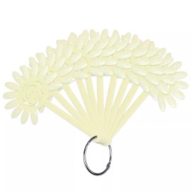 Beauticom 120 Tips White Fan Shaped Flower Design False Nail Art Tips Sticks Wheel Display