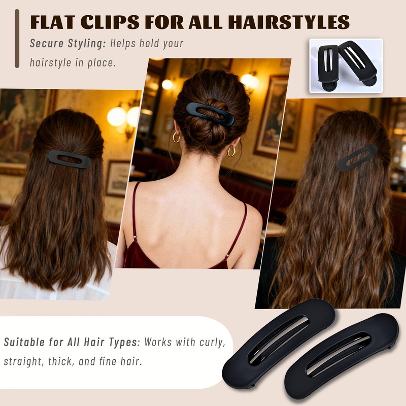 8 Pcs Flat Hair Clips for Women - Large Matte