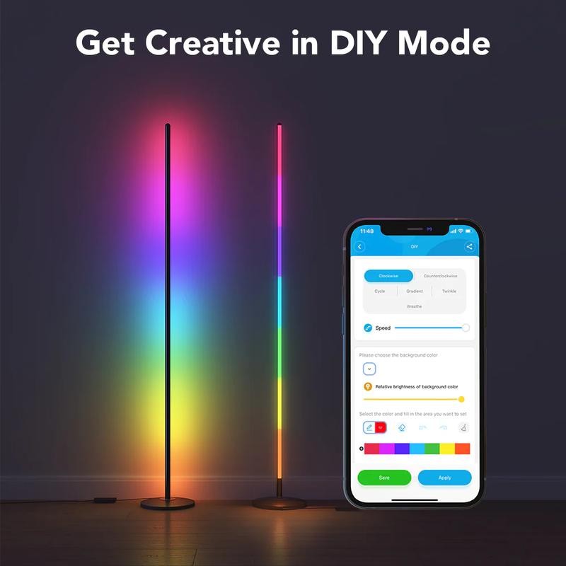 Govee RGBICW Smart Corner Lamp (Matter Compatible) Floor lamp:_Black