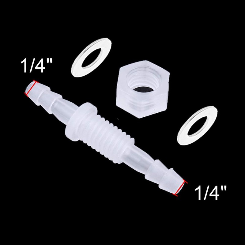 ANPTGHT 1/4” Thru-Bulk Bulkhead Plastic Hose Barb Fittings Union Adapter