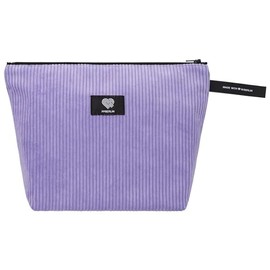 Kulturbeutel Damen Herren Reise – Cord Flieder Handmade in Germany – Kosmetiktasche Unisex mit Reißverschluss – Organizer Tasche Medium – vegan & robust