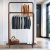 Simple Houseware Double Rod Clothing Garment Rack with Bottom Shelves,