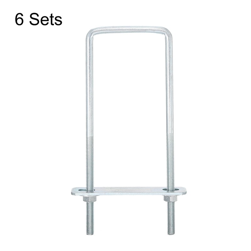 sourcing map Square U-Bolts, 6 Sets 50mm Inner Width 150mm