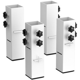 Fixirons 2025 Up-Grade Carbon Steel Bed Risers 2.3" Diameter Dorm Bed Riser Adjustable Height (3.2" or 5.1") College Dorm Bed Lifts Risers Supports 10,000 lbs for Dorm Beds, Tables & Furniture(White)