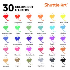 Shuttle Art Dot Markers, 30 Colors Washable for Toddlers with Free Activity Book, Bingo Daubers Supplies for Kids Preschool Children, Non Toxic Water-Based Dot Art Markers