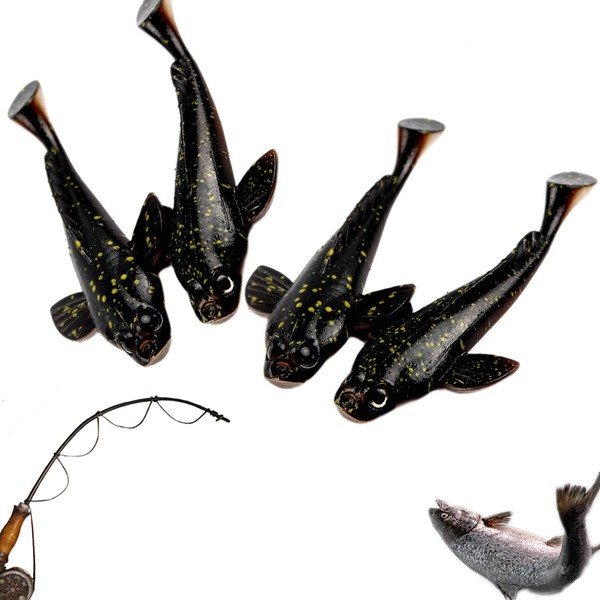 Pack of 4 Rubber Fish Zander, Realistic Goby Rubber Fish