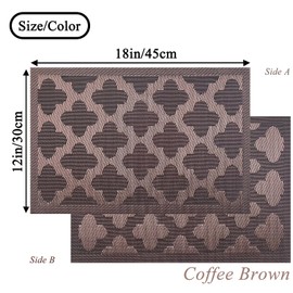 Panda Palm Elegant Placemats Set of 6, Plastic Heat-Resistant Non-Slip Vinyl Place Mats Washable Easy to Clean Placemat for Dining Table (Brown)