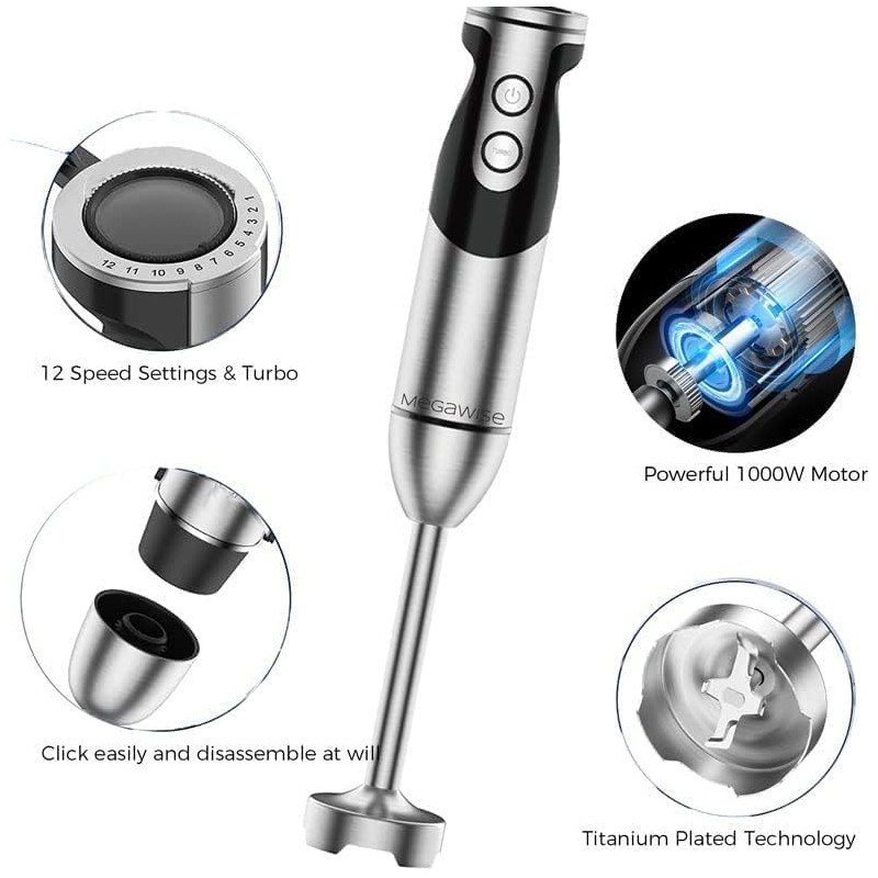 Megawise High-Power Hand Blender – 400W Max Power with Versatile