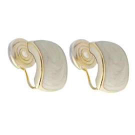 White Marble Rectangular Gold Clip On Earrings For Women Silicon Pad Back Coil Style Comfortable Non Pierced Earrings Pierced Look Miyabi Grace