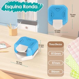 GeeRic 3-en-1 Perforadora Redondeadora,Cortador de Esquinas 3 en 1 para Hacer Tarjetas, para Hacer Tarjetas, Laminado, Cartulina（Azul）