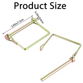 GBACHOOSE 30PCS Wire Lock Pin 1/4 Inch Trailer Pin, Lock Pins 1/4 Inch Trailer Hitch Pin Heavy Duty Safety Coupler Pin Trailer Coupler Pin for Farm Trailers Wagons Lawn Garden (Square, Gold)