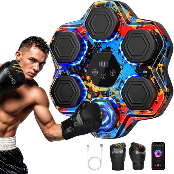TGLLM Music Boxing Machine, Smart Bluetooth Boxing Machine with Gloves,