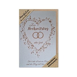 Wedding Anniversary Card Avan Nature Sustainable Beautiful Greeting Card Rings in Heart 16 x 11 cm