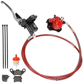 FVRITO Rear Hand Hydraulic Disc Brake Master Cylinder Caliper Assembly System with Brake Pads for 50cc 70cc 90cc 110cc 125cc 150cc Taotao Coolster Doodlebug Roketa Chinese Quad 4 Wheeler ATV Go-Kart
