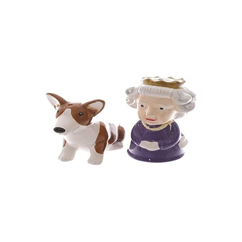 Novelty Salt and Pepper Set Queen and Corgi British