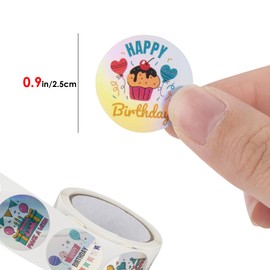 TOCCOOL Happy Birthday Roll Stickers, Happy Birthday Greeting Stickers, 1 Inch Pattern Decorative Stickers, Round Labels Banner, Seal Stickers for Gift Party Envelope Decoration (Colorful 1000Pcs)