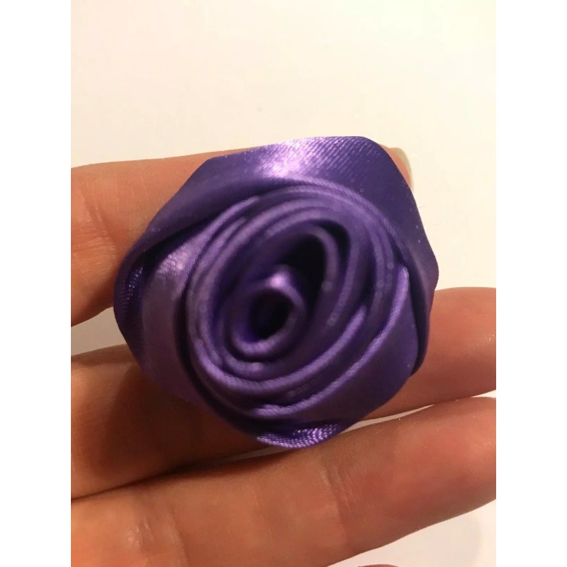 Unbranded Rose Shaped Lapel Stud Pin - Purple Silky Texture