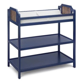 Pemberly Row Contemporary Wood Changing Table in Midnight Blue/Brownston