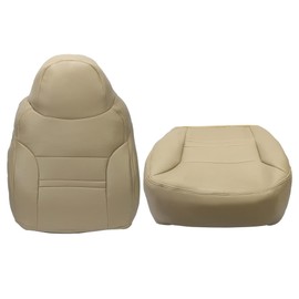 KUAFU Driver Side Seat Covers (Bottom & Top) Compatible with 2000 2001 Ford Excursion Limited XLT Seat Cushion Protectors Artificial Leather Tan 2 Packages