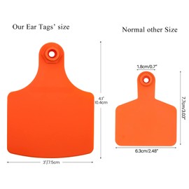 100 Sets Blank Cattle Ear Tags Oversize 4.1x3" Big Cow Ear Tags Plastic Livestick Identification Cards Animal Earring Marker Tags for Cattle Cow Swine Deer Camel Horse (Orange)