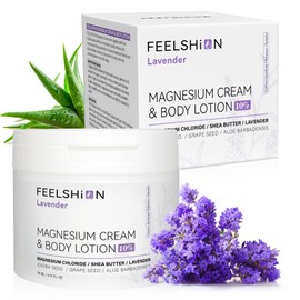 Magnesium Lotion for Sleep | Lavender Magnesium Cream for Muscle Soreness & Cramps Relief | Topical Magnesium Butter with Shea Butter and Grape Seed Oil for Body(3.71fl.oz)