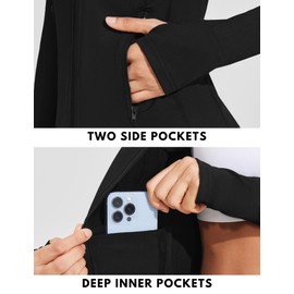 COOrun Women's Workout Jackets Lightweight Running Jacket Full Zip Track Tops Sportswear with Thumb Holes