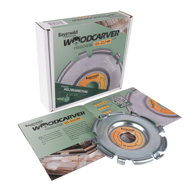 Bayerwald Woodcarver Set Including Round File, Milling Disc for Angle