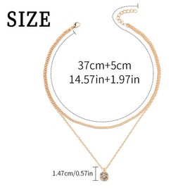 YOCDNOV 1 Piece Crystal Pendant Necklace - Gold Plated Layered Cubic Zirconia Solitaire Pendant Necklace, Sparkling Crystal Necklace Wedding Cubic Zirconia Jewelry for Women and Girls (Gold)