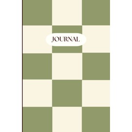 100 Page Lined Notebook - Almond Cream and Sage Green Checkered Journal