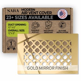 SABA Home Decor Air Vent Cover Grille - Acrylic Fiberglass 10" x 6" Duct Opening (12" x 8" Overall) Mirror Finish Decorative Register Covers for Walls and Ceilings, Venetian (6" x 10", Gold Mirror)