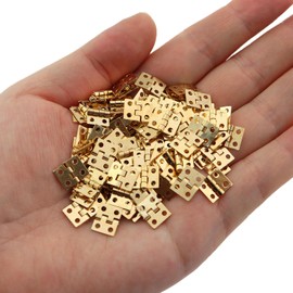 Guifeng 100PCS 10x8mm Pure Copper Mini Hinge Gold for Wooden Jewellery Box, Cabinet Drawer Butt Hinge Connector, Gift Box, Small DIY Crafts