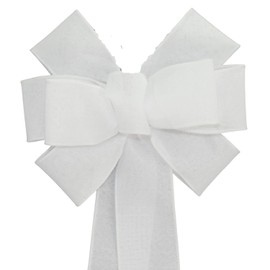 White Rustic Wreath Bow - Package Perfect Bows are Made in USA (8 inch bow)