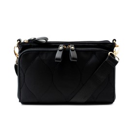 VITAFELICE SIB-20031z Women's Quilted Nylon Shoulder Bag (Black)
