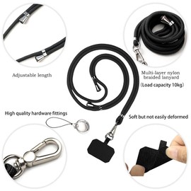 SENLINLU Phone Lanyard, Crossbody Phone Lanyard, Adjustable Universal Cell Phone Cord Strap, Compatible with Most Smartphones and Cases - Black