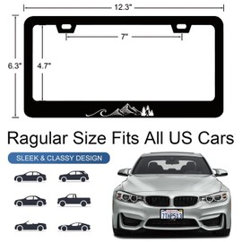 Cool License Plate Frames Ocean Wave Mountains Beach License Plate Frame with Screws Metal Funny License Plate Cover Holder 6.3 X 12.3 inch for Car Decoration for Women Men LICEPLAME