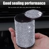 Crystal Aluminum Smokeless Car Ashtray with Fireproof Stainless Lid for