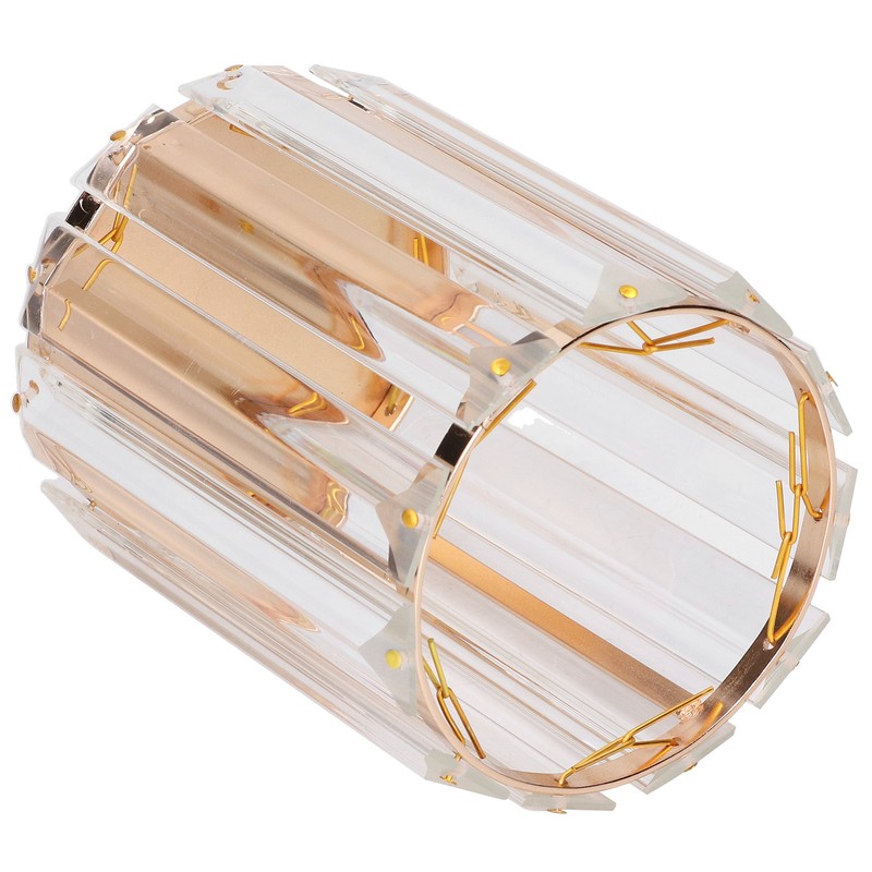 Cosmetic Brush Holder Transparent Glass Round Decorative Desktop Pen Storage