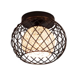 WOWEWA Retro Ceiling Light,E27 Industrial Ceiling Pendant Light Fixtures Vintage Metal Rattan Lampshade,Ceiling Light Fitting Chandelier Interior for Bedroom Kitchen Restaurant Coffee Ba
