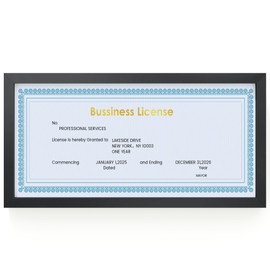 FLYJOE 5x10 Metal License Frame - Black Aluminum Photo Frames with Real Glass,Signature Collection,Tabletop Mounting Horizontally or Vertically Decor for Wall Gallery Poster Photo 10x5 Frames, Black