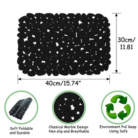 Echehi 2 Pack Sink Protector Mat, 40 x 30 cm Diy Cut Sink Protector for Kitchen Stainless Steel Sink, Fast Draining Mat Sink Protector for Dishes and Glassware. Black