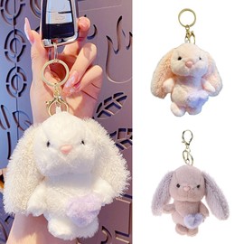 TQUXNGA Plüsch-Schlüsselanhänger mit Hasenherz, Spielzeug, Rucksack, Puppenanhänger, Schlüsselanhänger für Kinder, Freunde, Valentinstag-Dekoration, hellrosa, As detailed discription