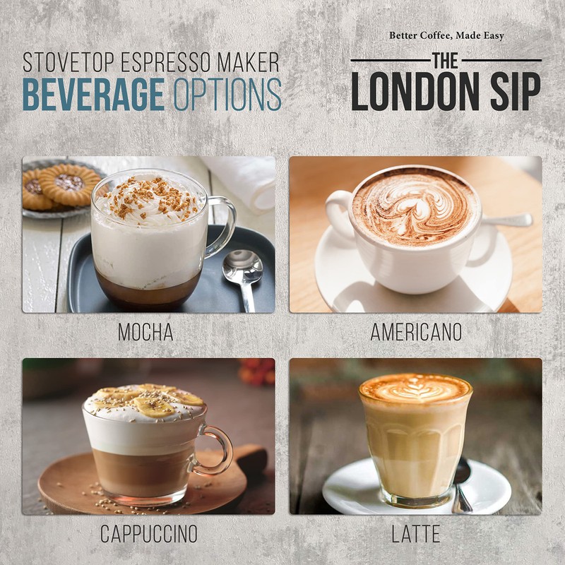 London Sip Stainless Steel Stovetop Espresso Maker Moka Pot Italian
