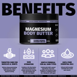 Coach Soak Nighttime Magnesium Body Butter, Thick Cream with High Magnesium Concentration, Soothes Muscles Overnight, Shea Butter, Almond Oil & Lavender, Large Size (8oz)