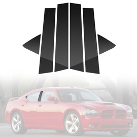 BASIKER Fit for Dodge Charger 2006 to 2010 Pillar Post Trim Kit, Door Window B Pillar Glossy Black Cover, Strong Toughness PC Material