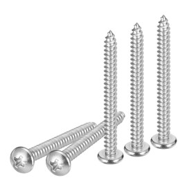 DTGN #10x2 Silver Screws - 100Pack - 304 Stainless Steel Pan Head Phillips Sheet Metal Screw Self-Tapping Screw Wood Screws Screw